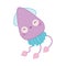 Squid cartoon vector Illustration. purple cute octopus illustration for kids and babies. Sea creature. marine inhabitant
