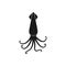 Squid fish silhouette vector illustration isolated on white.