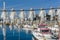 Squid fishing boats at Yobuko Port located on the Higashi Matsuura Peninsula in the northwestern part of karatsu. traditional in m