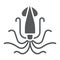 Squid glyph icon, animal and underwater