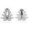 Squid line and glyph icon, animal