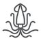 Squid line icon, animal and underwater