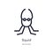 Squid outline icon. isolated line vector illustration from animals collection. editable thin stroke squid icon on white background