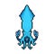Squid pixel art isolated. 8 bit calamary icon. pixelated illustration