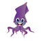 Squid Purple Cartoon with glases