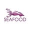Squid seafood icon, fish sea food restaurant menu