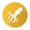 Squid yellow flat design long shadow glyph icon. Swimming marine animal with tentacles. Seafood restaurant. Underwater