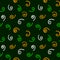 Squiggles doodle seamless pattern. Abstract flourish pattern in green-orange-white colors