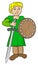 Squire with sword and shield