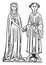 Squire and Wife, vintage illustration