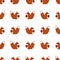 Squirrel with acorn seamless pattern on white background.