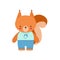 Squirrel In Blue Top With Acorn Print And Blue Pants Cute Toy Baby Animal Dressed As Little Boy