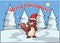 Squirrel Christmas Poster Cartoon Color Illustration