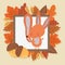 Squirrel foliage leaves hello autumn poster