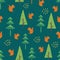 squirrel hand drawn seamless pattern vector illustration with jungle theme