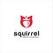 Squirrel hazelnut Logo Design . Abstract Squirrels Logo Icon Design Vector Stock
