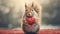 A squirrel holding a red heart in its hands, AI