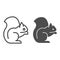 Squirrel line and solid icon. Sitting forest animal, simple silhouette. Animals vector design concept, outline style