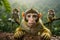 Squirrel Monkeys in their natural Amazon Rainforest Environment, created with Generative AI technology