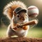 Squirrel play baseball with minimalist hats