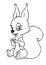 Squirrel sitting animal character coloring page cartoon