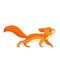 Squirrel watches curiously from above. Cartoon character of an rodent mammal animal. A wild forest creature with orange