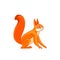 Squirrel watches curiously. Cartoon character of an rodent mammal animal. A wild forest creature with orange fur. Side