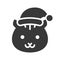 Squirrel wearing santa hat silhouette icon design