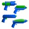 Squirt gun icon set, cartoon style