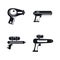 Squirt gun water pistol icons set, simple style