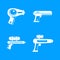 Squirt gun water pistol icons set, simple style