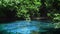 Sra Morakot Blue Pool at Krabi Province in Thailand. Famous Natural Attraction in Krabi