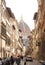 Sreet perspective of Santa Maria dei Fiore& x27;s Dome in a sunny morning in Florence