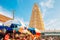 Sri Chamundeshwari Temple and street market in Mysore, India