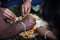 Sri Lanka: family members eating with their hands