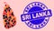 Sri Lanka Map Collage of Flame and Properties and Grunge Sri Lanka Stamp