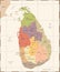 Sri Lanka Map - Vintage Detailed Vector Illustration