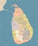Sri Lanka Map - Vintage Detailed Vector Illustration