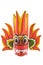 Sri Lanka national fire mask decorated in bright red and yellow colors. Isolated