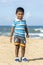 A Sri Lankan boy standing on the beach.
