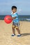 A Sri Lankan boy standing on the beach.