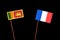 Sri Lankan flag with French flag on black