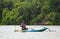 Sri Lankan river, srilankan tourism, Fisherman of lake in action when fishing on twilight, Srilankan culture and tourism.wooden