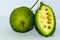 Sri Lankan spiny green bitter gourd green fruit vegetable on white background.