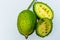 Sri Lankan spiny green bitter gourd green fruit vegetable on white background.