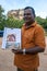 A Sri Lankan tour guide at the base of Sigiriya Rock.