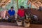 Sri Lankan women coocking in a native village.