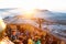 Sri Pada, Sri Lanka - 06 February, 2017: People tourists wait meet take pictures for the sunrise on mountain Sri Pada Adam`s Peak.