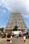 Sri Ranganathaswamy temple entrance with people, Trichy, India