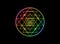 Sri Yantra, Sacred geometry, colors of chakras symbol of Hindu tantra formed by nine interlocking triangles that radiate sign